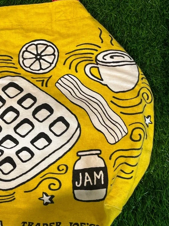 Trader Joe's Breakfast Waffle Toast Milk Jam Shopping Reusable Grocery Eco Bag - Picture 6 of 15